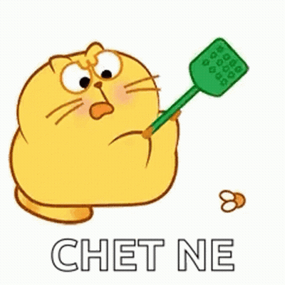 Cartoon Cat Holding Green Fly Swatter GIF