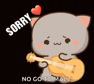 Cartoon Cat Holding Guitar Saying Sorry GIF