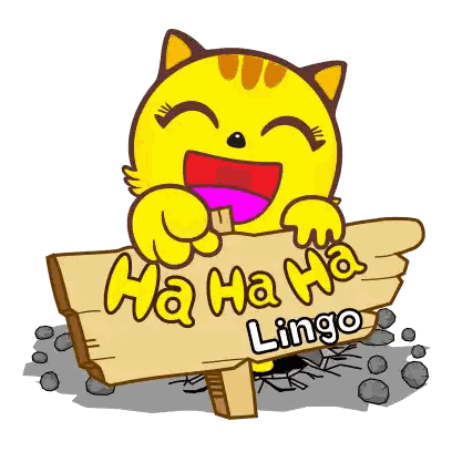Cartoon Cat Holding Ha Ha Ha Lingo Sign Sticker