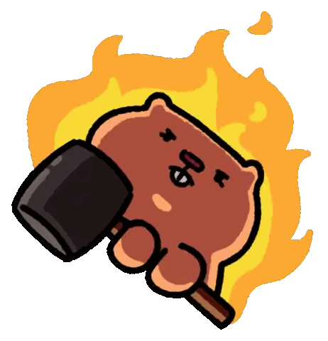 Cartoon Cat Holding Hammer With P Sticker