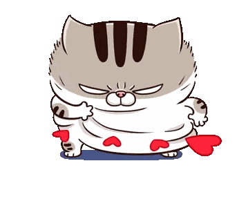 Cartoon Cat Holding Heart Sticker