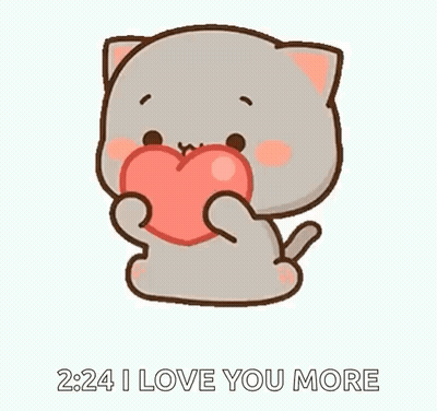 Cartoon Cat Holding Heart GIF