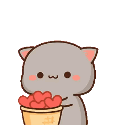 Cartoon Cat Holding Hearts And Blowing Hearts Sticker