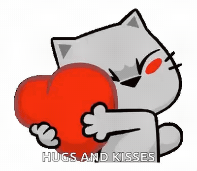 Cartoon Cat Holding Hugs And Kisses Heart GIF