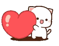 Cartoon Cat Holding Large Red Heart Sticker