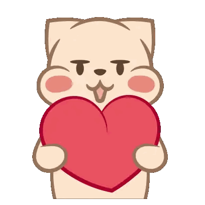 Cartoon Cat Holding Large Red Heart Sticker