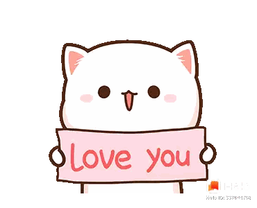 Cartoon Cat Holding Love You Sign Sticker