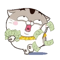 Cartoon Cat Holding Money And Wearing Gold Chain Sticker