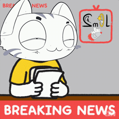 Cartoon Cat Holding Paper Breaking News GIF