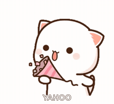 Cartoon Cat Holding Party Hat Saying Yahoo GIF