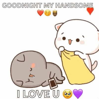 Cartoon Cat Holding Phone Next to Sleeping Cat