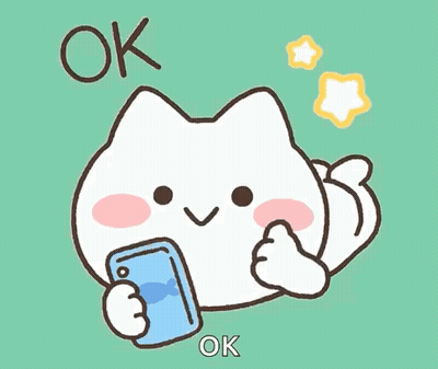 Cartoon Cat Holding Phone Thumbs Up Saying OK