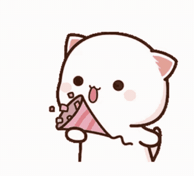 Cartoon Cat Holding Pink Party Hat Making Funny Face GIF