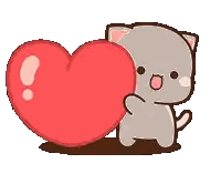 Cartoon Cat Holding Red Heart Sticker