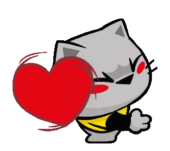Cartoon Cat Holding Red Heart Sticker