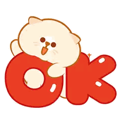 Cartoon Cat Holding Red OK Letter Sticker