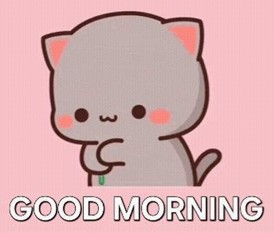 Cartoon Cat Holding Red Rose Good Morning GIF