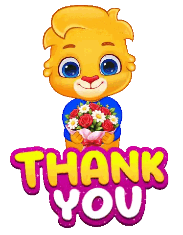 Cartoon Cat Holding Roses And Daisies Thank You Sticker