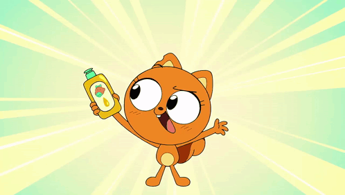 Cartoon Cat Holding Shampoo Bottle With Letter G GIF