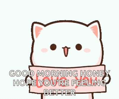Cartoon Cat Holding Sign Good Morning Honey Hope You're Feeling Better GIF