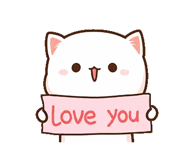 Cartoon Cat Holding Sign Saying Love You Sticker