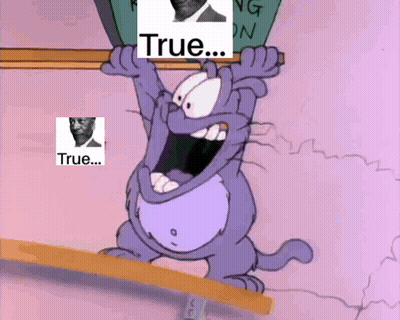 Cartoon Cat Holding Sign Saying True GIF
