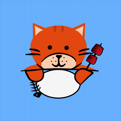 Cartoon Cat Holding Skewer With Fe GIF
