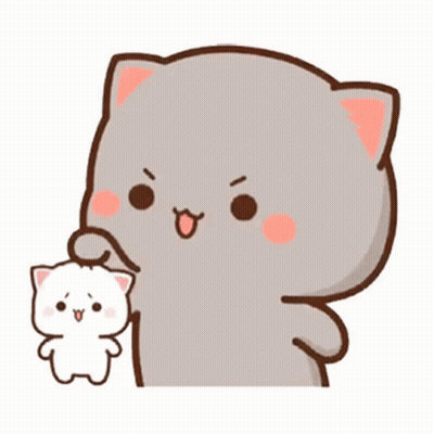 Cartoon Cat Holding Small White Cat GIF
