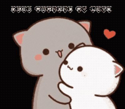 Cartoon Cat Holding Smaller Cat With Heart GIF