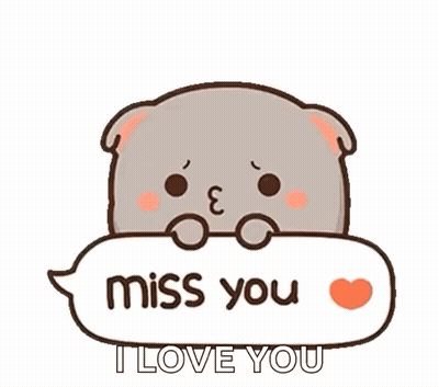 Cartoon Cat Holding Speech Bubble Saying Miss You I Love You GIF