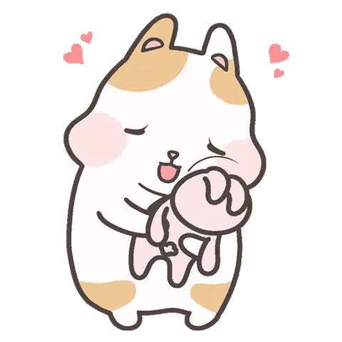 Cartoon Cat Holding Stuffed Animal Sticker