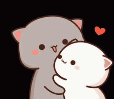 Cartoon Cat Holding White Cat GIF