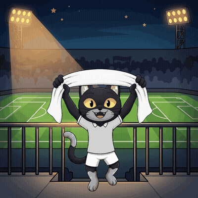 Cartoon Cat Holding White Towel In Stadium GIF