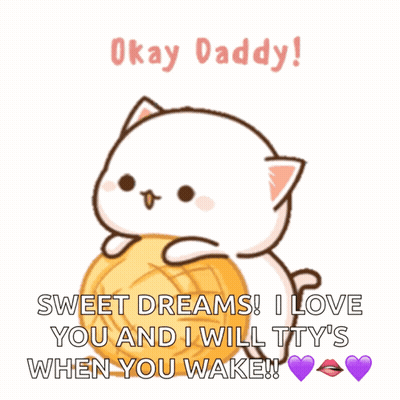 Cartoon Cat Holding Yarn Says Okay Daddy