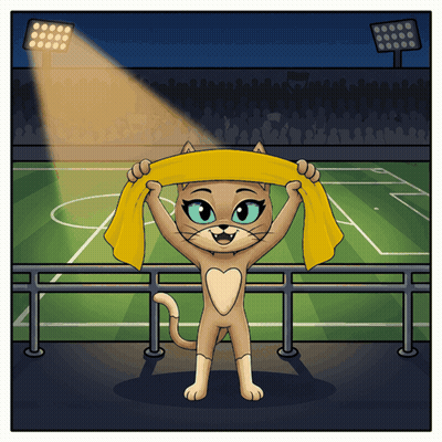 Cartoon Cat Holding Yellow Towel Over Head GIF