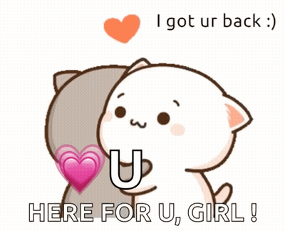 Cartoon Cat Hugging Another Cat Here For U Girl GIF