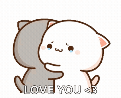 Cartoon Cat Hugging Another Cat Love You <3 GIF