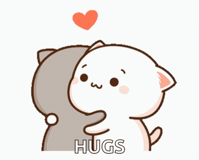 Cartoon Cat Hugging Another Cat Saying Hugs GIF