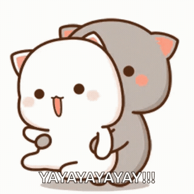 Cartoon Cat Hugging Another Cat Saying Yayayayay GIF