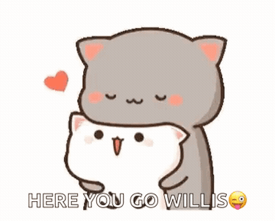 Cartoon Cat Hugging Another Cat With Heart Background GIF