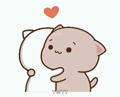 Cartoon Cat Hugging Another Cat With Heart GIF