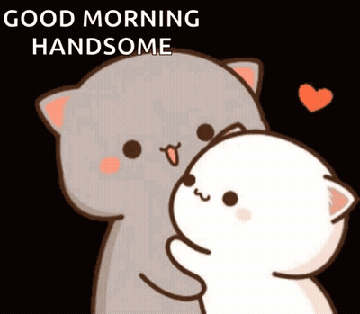Cartoon Cat Hugging Another Good Morning GIF