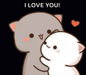Cartoon Cat Hugging Another I Love You GIF