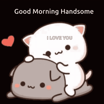 Cartoon Cat Hugging Another With Good Morning I Love You GIF