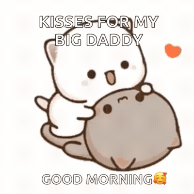 Cartoon Cat Hugging Another With Kisses For My Big Daddy GIF