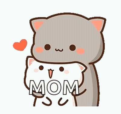 Cartoon Cat Hugging Mom Sign GIF