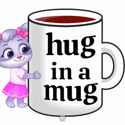 Cartoon Cat Hugging Mug Saying Hug In A Mug GIF