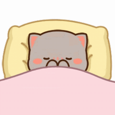 Cartoon Cat In Bed With Pillow And Pink Blanket GIF