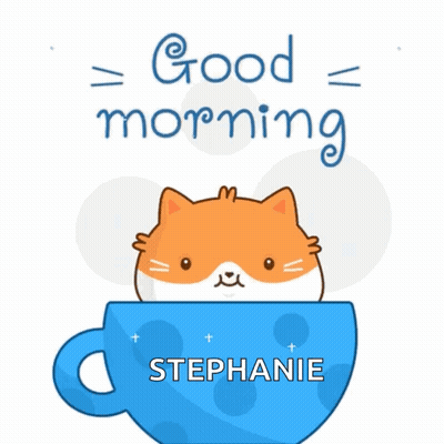 Cartoon Cat In Blue Cup Stephanie GIF