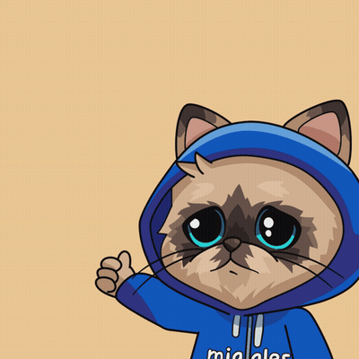 Cartoon Cat In Blue Hoodie Saying Miaolas GIF